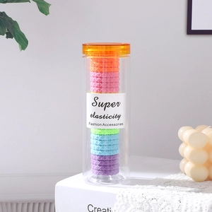 Ensemble d'élastiques à cheveux colorés à haute élasticité dans un pot transparent