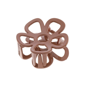 Braune Blumen Haarklammer mit hohlem Harzdesign für elegante Damenfrisuren