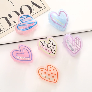 Pince à Cheveux en Forme de Cœur en Acétate pour Femmes Luckiest Lettres Imprimées Couleur Macaron Pois Accessoire Cheveux