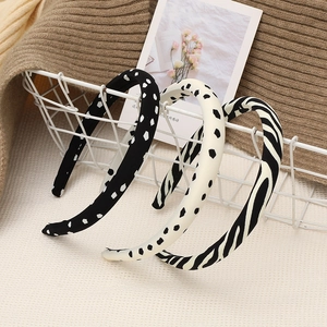 Vintage Zebra Polka Dot Sponge Headband For Women Fashion Fabric Padded Hair Band Non-Slip Hair Hoop Wash Face Daily Accessory