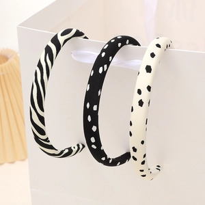 Three-piece set of zebra pattern and polka dot sponge headbands for women hair styling