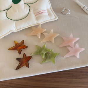 Barrettes à cheveux étoile en acétate, couleurs ambre, vert, crème et rose