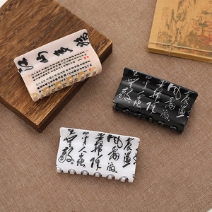 New Chinese Style Ink Calligraphy Hair Claw Clip Retro Printed Plastic Resin Shark Clip Hair Accessories For Women