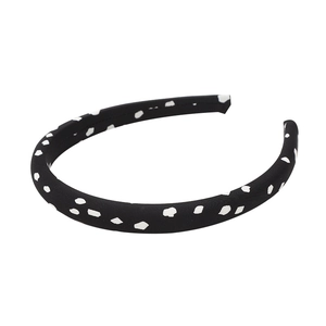 Classic black fabric sponge headband with white polka dot pattern for women and girls