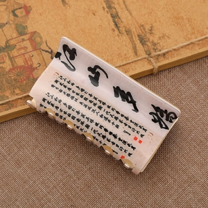 Ink calligraphy hair claw clip with golden metal teeth for elegant hairstyles