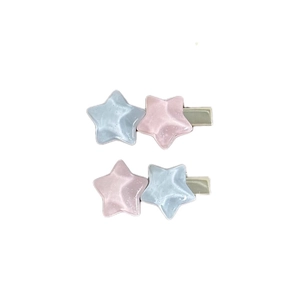 Barrettes à cheveux en forme d'étoile scintillante rose et bleue avec paillettes