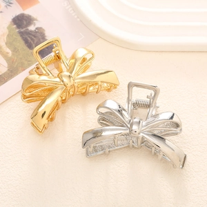 Minimalist Alloy Bowknot Hair Claw Clip For Women Metal Bow Hairpin Summer Headwear Gold Silver Hair Accessories