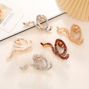 Large Acetate Hair Claw Clip Elegant Wave Design Metal Alloy Geometric Shark Clip Fashion Hair Accessory For Women