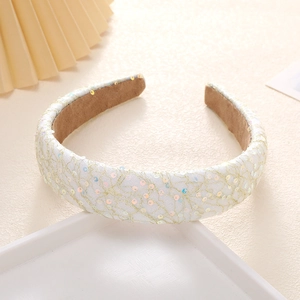 Serre-tête en dentelle à paillettes style sirène avec broderies dorées élégantes