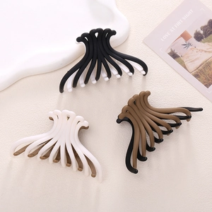 Large Matte Contrast Color Block Hair Claw Clip For Women Elegant Plastic Lacquered Shark Clip Korean Style Headwear Accessory