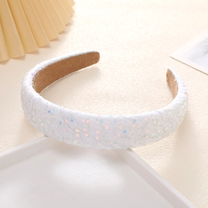Serre-tête rembourré blanc à paillettes scintillantes avec effet sirène irisé