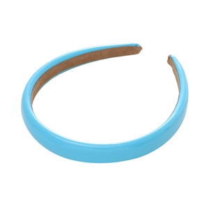 Minimalist sky blue faux leather padded headband with non-slip interior lining