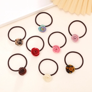 French Style Rose Flower Hair Scrunchie Korean Elastic Hair Tie Ponytail Holder Resin Floral Hair Accessories For Women