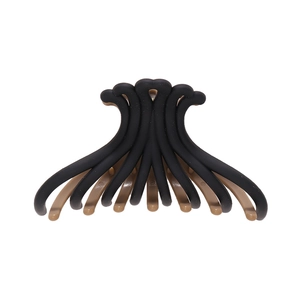 Matte black and glossy coffee dual-tone large shark hair claw clip for thick hair styling