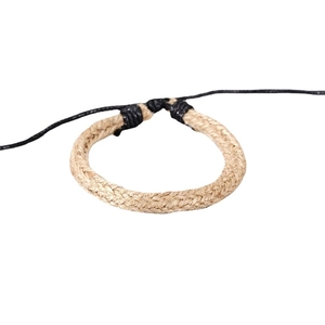 Handmade woven hemp rope bracelet with adjustable black cord for men and women