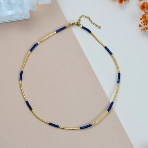 Boheemse Natuursteen Kralen Choker Halsketting Voor Dames Roestvrij Staal Hematiet Gouden Kralen Dubbellaags Armband Sieraden