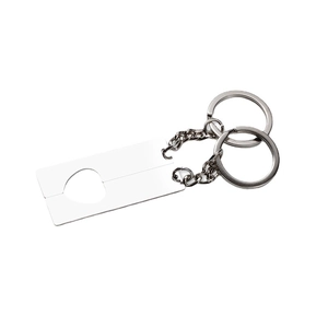Polished titanium steel puzzle heart keychain set for couples with mirror finish surface