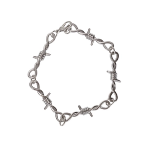 Punk style silver metal barbed wire thorn bracelet jewelry for men and women