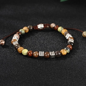 Bracelet Tressé en Turquoise Naturelle de Style Bohémien Perles de Pierre Réglables Fait Main Style Ethnique Bijoux Unisexe Couple Cadeau