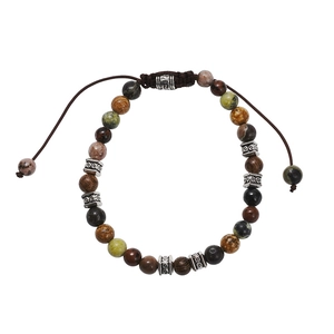 Bracelet ajustable en pierre naturelle turquoise tissée avec entretoises vintage et oeil de tigre