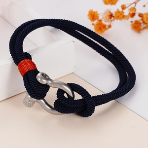 Edelstahl Gewebtes Seil Armband Für Herren Nautischer Stil Hufeisenschnalle Schäkel Armband Sportlich Minimalistischer Schmuck