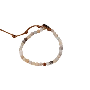 Bohemian natural stone beaded bracelet with adjustable hand-woven cord and button closure