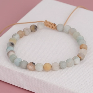Handgemaakte geweven turquoise kralenarmband met verstelbaar kaki koord voor koppels