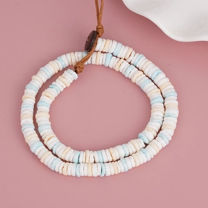 Bohemian Handmade Shell Heishi Beads Multi Layer Bracelet Necklace Natural Coconut Shell Disc Beaded Retro Ethnic Jewelry For Women Men Vacation