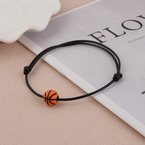 Verstelbare Gevlochten Touwarmband Met Sportbal kralen Basketbal Voetbal Honkbal Rugby Volleybal Sieraden Voor Mannen Vrouwen Kinderen