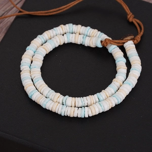 Bohemian style beaded necklace with white, light blue and beige shell spacers for couples