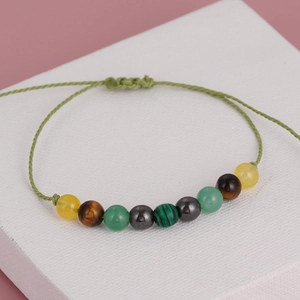 Handmade Natural Stone Braided Bracelet Bohemian Adjustable Wax Cord Bead Bracelet Yoga Jewelry For Men Women