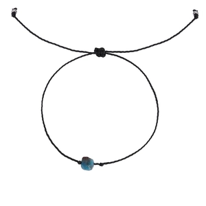 Bracelet tressé noir réglable avec pierre de cristal naturel bleu et brun rouge