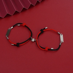 Magnetische hart-koppelarmbanden met gevlochten Milan-touw en roestvrijstalen staaf