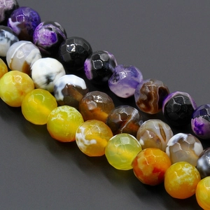 Perline di Agata Naturale Sfaccettata Vena di Drago Pietre Preziose Sciolte per Creazione di Gioielli DIY Braccialetti