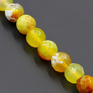 Perle tonde sfaccettate in agata venata di drago gialla e arancione per gioielli fai-da-te
