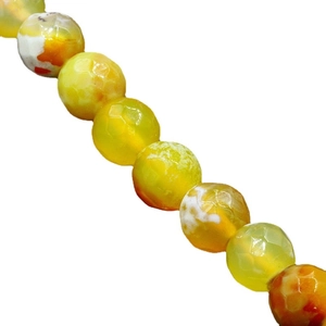Perline di agata a venatura di drago sfaccettate in arancione e giallo per gioielli DIY