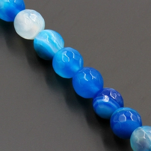 Faceted blue striped agate natural stone beads for DIY jewelry making and crafting