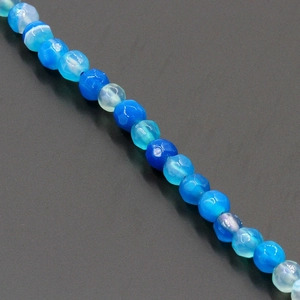 Strand of faceted blue striped agate natural stone beads for DIY jewelry making