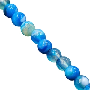 Polished blue striped agate beads with natural banded textures for DIY jewelry making