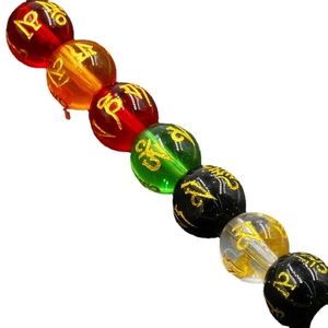 Natural crystal mantra beads with golden engravings for DIY jewelry making and crafts
