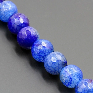Macro di perline in agata venata di drago blu sfaccettate per creazione gioielli