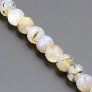 Perle sfaccettate in agata venata di drago ambra e crema per creazione gioielli