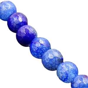 Perle in agata venata di drago blu sfaccettate con motivo a crepe per gioielli fai-da-te