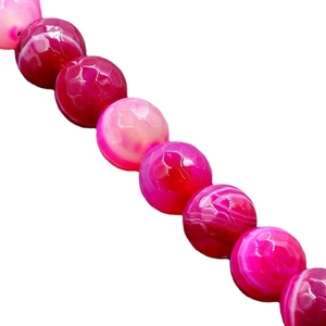 Faceted rose red striped agate natural stone beads with crackle texture for DIY jewelry