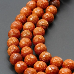Faceted goldstone agate beads with sparkling copper inclusions for DIY jewelry making