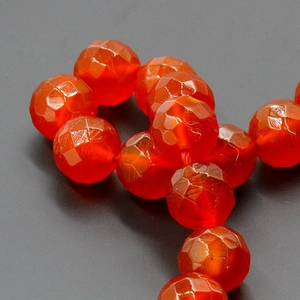 Strand of faceted red carnelian agate beads for DIY jewelry making accessories