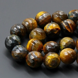 Perle sfaccettate in occhio di tigre naturale per gioielli fai-da-te in oro e marrone