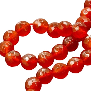 Faceted red agate natural stone beads for DIY jewelry making with high gloss finish