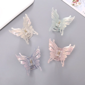 Pince à Cheveux Papillon en Acétate Irisé de Luxe Avec Strass Grande Pince à Cheveux Holographique Sirène Femmes