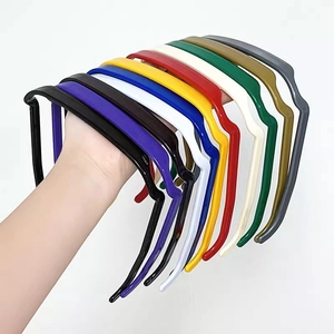 Minimalist square plastic headband set in various vibrant glossy colors for thick hair